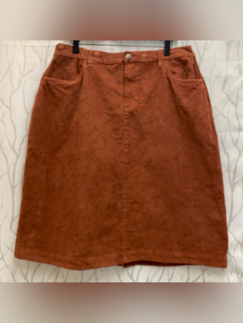 Pact Rust Orange Corduroy A-Line Skirt